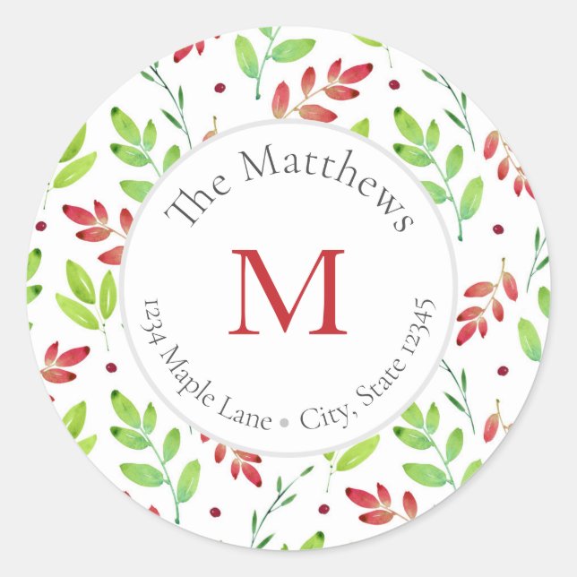 Feuilles Motifs étiquette mélangés rouge, vert (Devant)