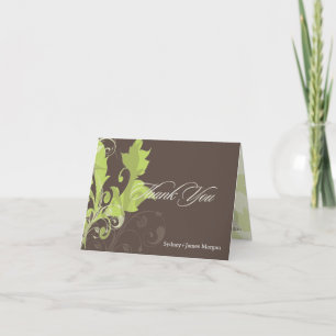 Feuilles ornementales / Vert + Marron / Cartes de