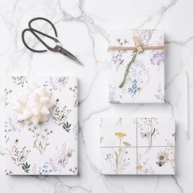 Feuilles papier d'emballage fleur sauvage (Recto)
