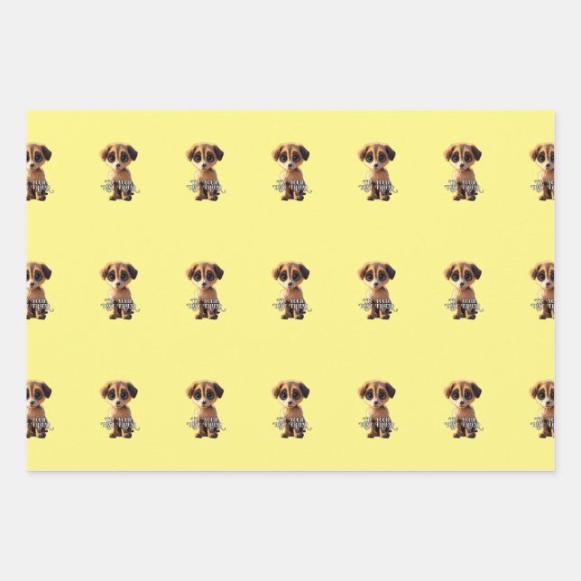 Feuilles papier d'emballage pour chiot mignonnes (Devant)