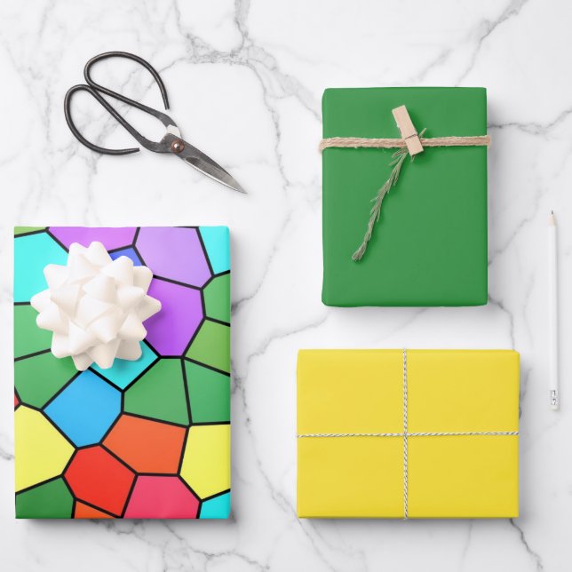 Feuilles papier d'enveloppement arc-en-ciel en ver (Recto)