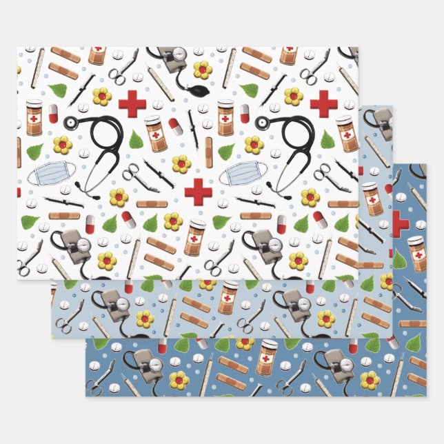 Feuilles papier d'enveloppement de cadeaux du méde (Lot)