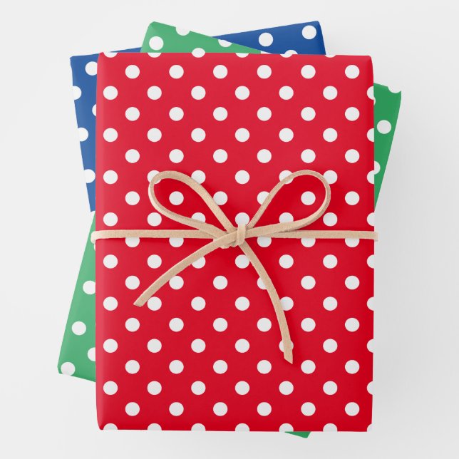 Feuilles papier d'enveloppement de Noël motif pois (En situation)