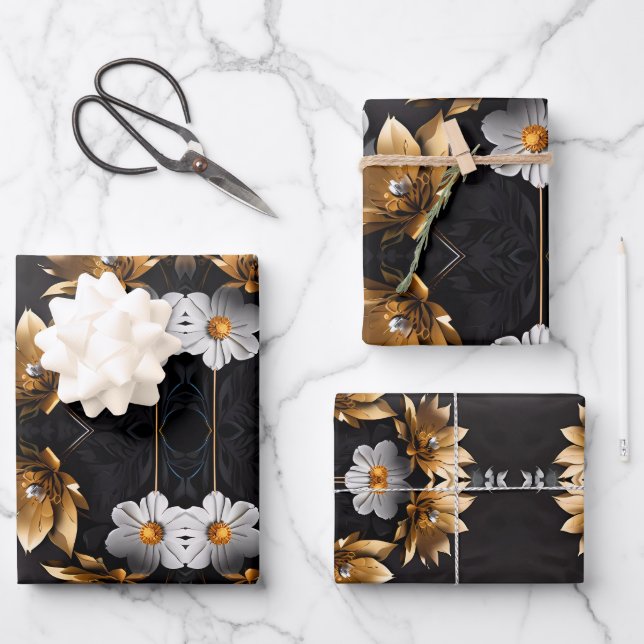 Feuilles papier d'enveloppement Mariage Gold et Sl (Recto)