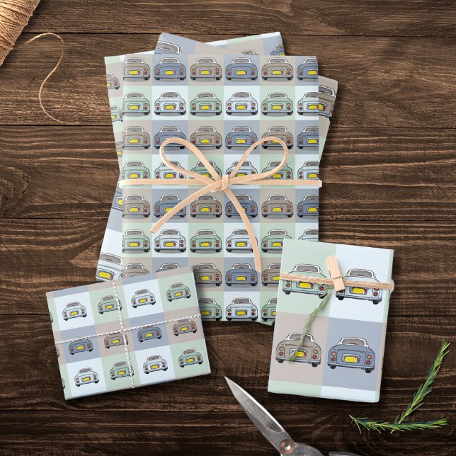 Feuilles papier d'enveloppement Motif de voiture (Fun figgy wrapping paper sheets just for you)