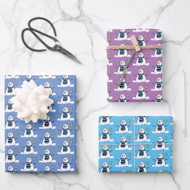 Feuilles papier d'enveloppement Motif Snowman (Recto)