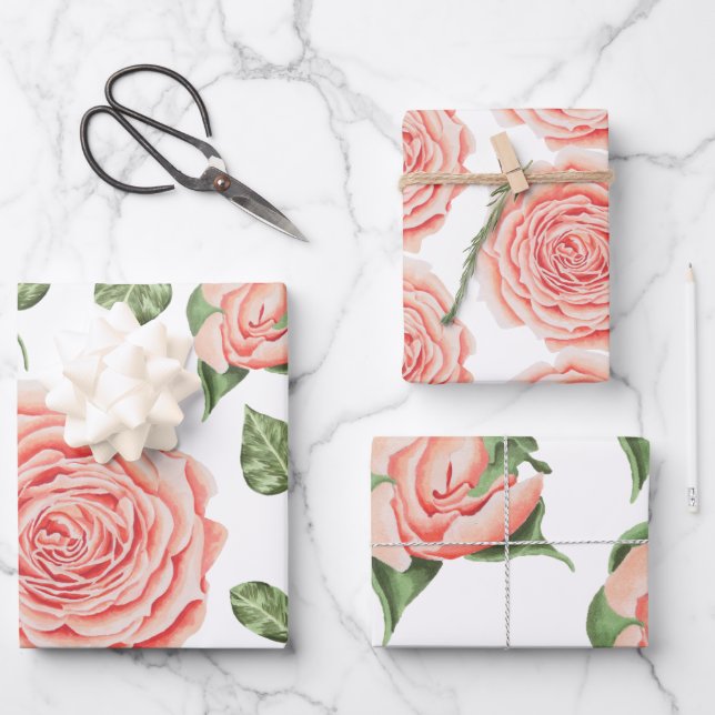Feuilles papier d'enveloppement Rose (Recto)