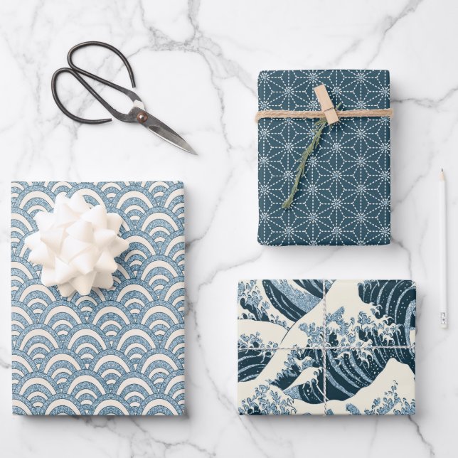 Feuilles papier Motif japonais 3 enveloppes (Recto)