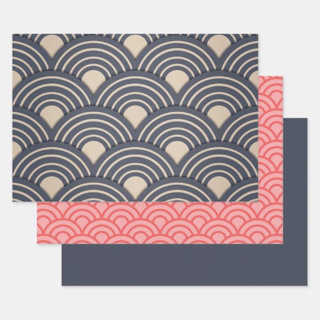 Feuilles papier Motif japonais 3 enveloppes (Lot)