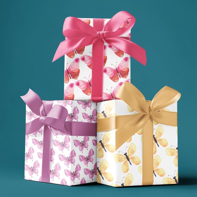 Feuilles Papier Papier à envelopper papillon (Celebrate someone special with these beautiful watercolor butterfly wrapping paper sheets! )
