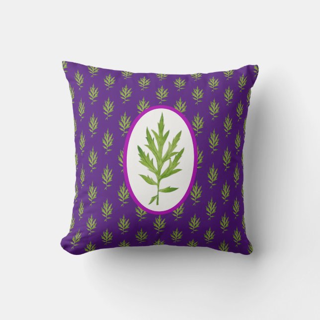 Feuilles sauvages sur un Coussin (Recto)