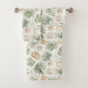 Feuilles tropicales coquillages de plage