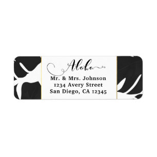 Feuilles Tropicales Noires Mariage Blanc & Or