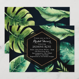 Feuilles tropicales vertes et invitations élégante