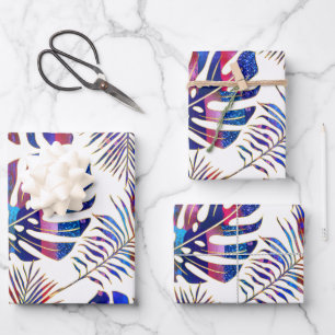 Feuilles tropicaux à motifs bleu et violet envelop