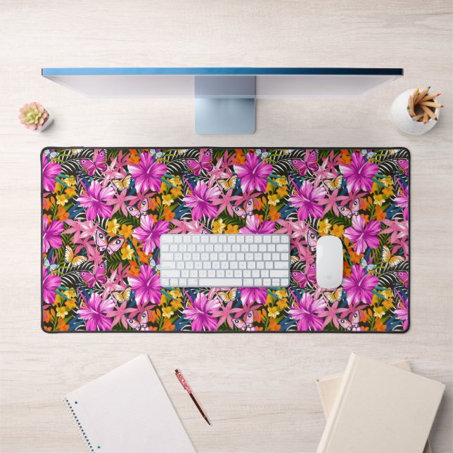 Feuilles tropicaux et fleurs (Bureau 1)
