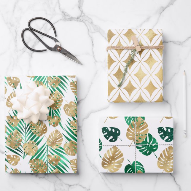 Feuilles tropicaux Gold & Green (Recto)