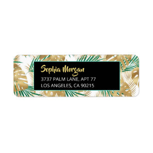 Feuilles tropicaux Gold & Green, Nom Adresse Wht/B