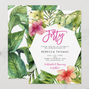 Feuilles tropicaux invitation de fête de quarante 