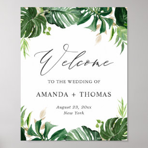 Feuilles tropicaux Summer Beach Mariage Affiche de
