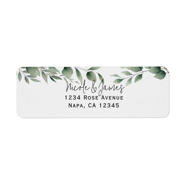Feuilles verdoyants minimaux Mariage blanc moderne (Devant)