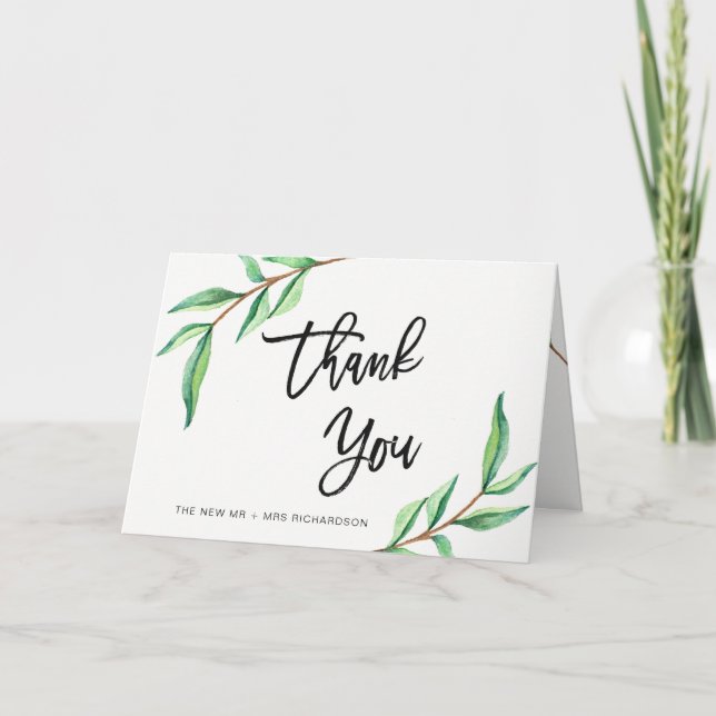Feuilles Vertes Minimalistes | Merci (Devant)