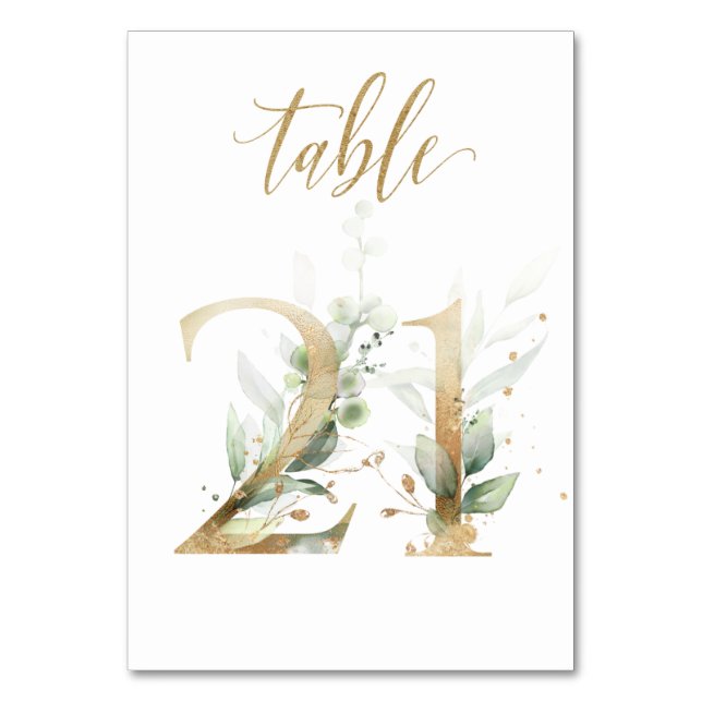 Feuilles Vertes Or Table 21, Numéro de Table (Par défaut)