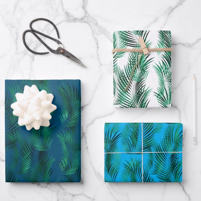 Feuilles verts bleus tropicaux (Recto)