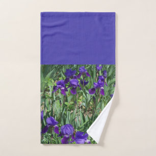 Feuilles verts et Irises pourpres Serviette de bai
