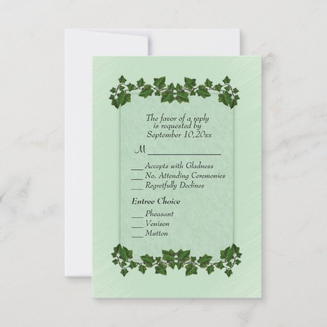 Feuilles verts et Monnaie RSVP w Menu (Devant)