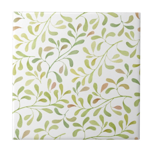 Feuilles verts printemps doux sur carreaux en céra (Devant)