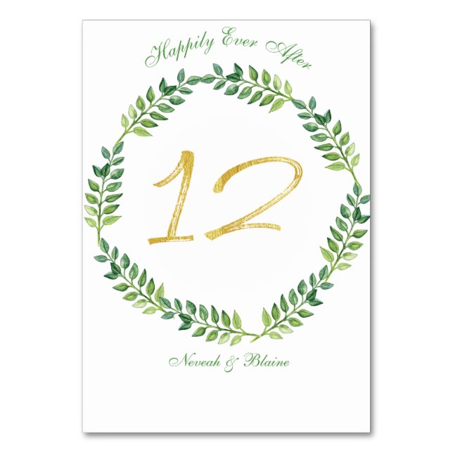 Feuilles verts romantiques - carte de table Mariag (Par défaut)