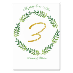 Feuilles verts romantiques - Mariage carte de tabl