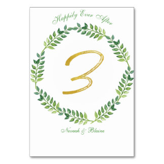 Feuilles verts romantiques - Mariage carte de tabl