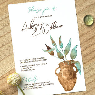 Feuilles verts rustiques, Invitations de mariage e