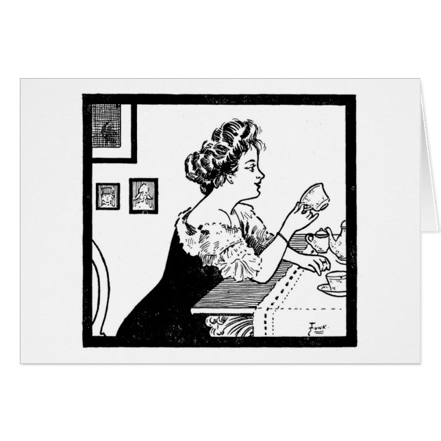 Feuilles vintage Lady Reading Tea, (Devant horizontal)