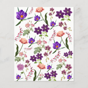 Feuillet papier papier du bloc-notes à fleurs viol