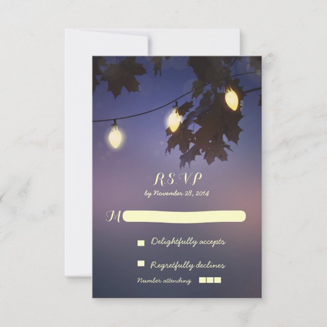 Feux à cordes Cartes RSVP mariage rustique (Devant)