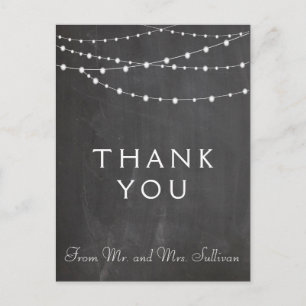 Feux à cordes de carte postale Merci sur tableau
