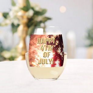 Feux d'artifice 12 4 juillet verre à vin
