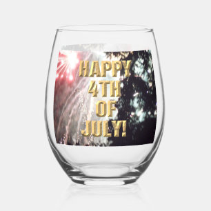 Feux d'artifice 14 4 juillet verre à vin