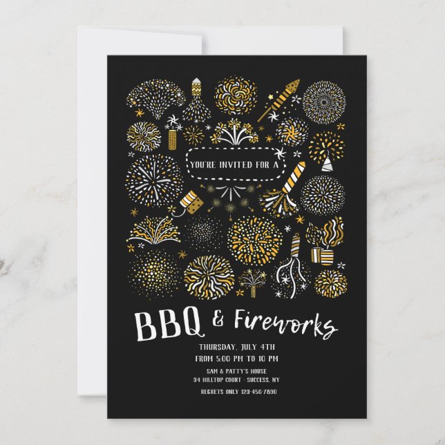 Feux d'artifice et invitation BBQ (Devant)