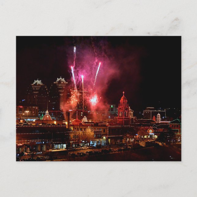 Feux d'artifice sur Kansas City Plaza Lights Carte (Devant)