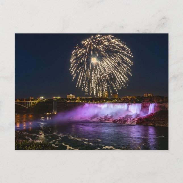 Feux d'artifice sur la carte postale du Niagara (Devant)