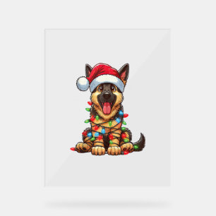 Feux de Noël du chien berger allemand Santa Hat Xm