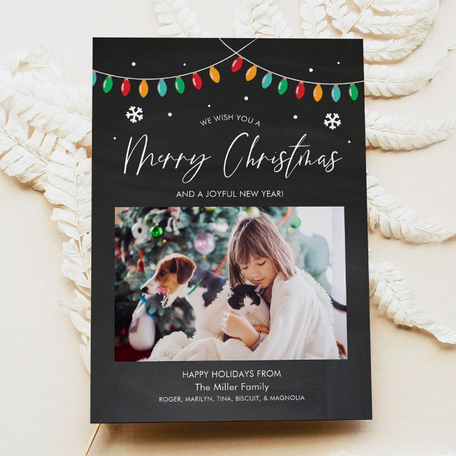 Feux de Noël et Snowflakes Carte photo de vacances (Créateur téléchargé)