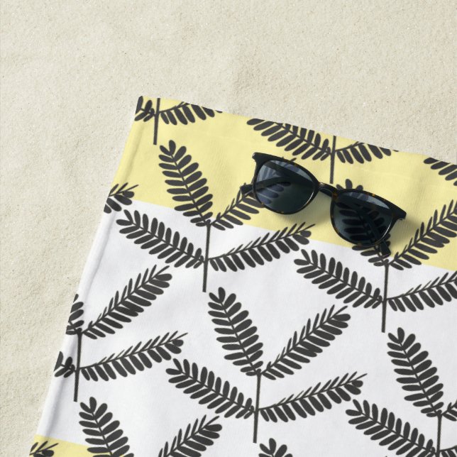 Fever Tree Leaves Pattern Beach Towel (In Situ)