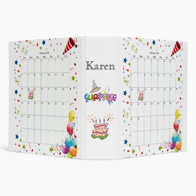 Février 2022 Calendrier Joyeux Classeur d'annivers (Arrière-plan)