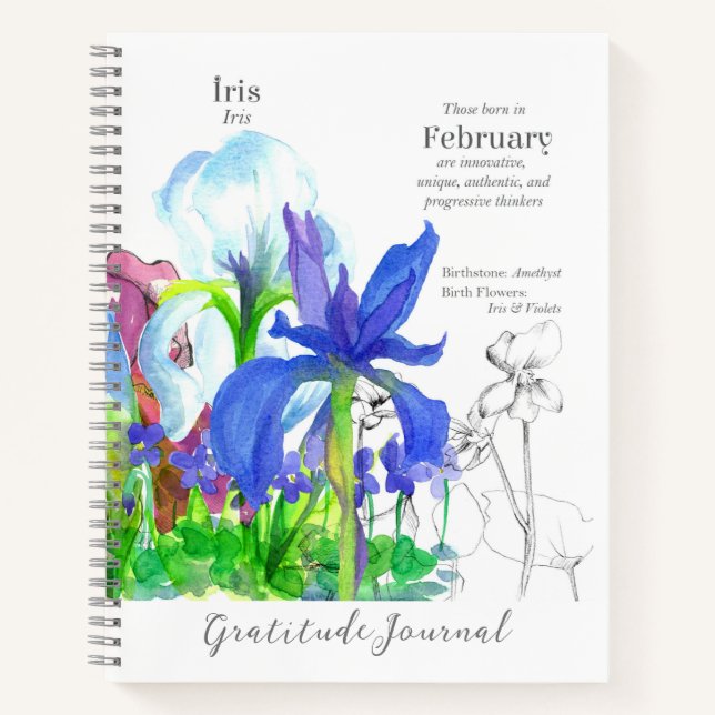 Février Anniversaire Iris Flower Gratitude Journal (Devant)