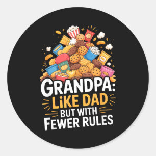 Fewer Rules Funny Grandpa  Classic Round Sticker